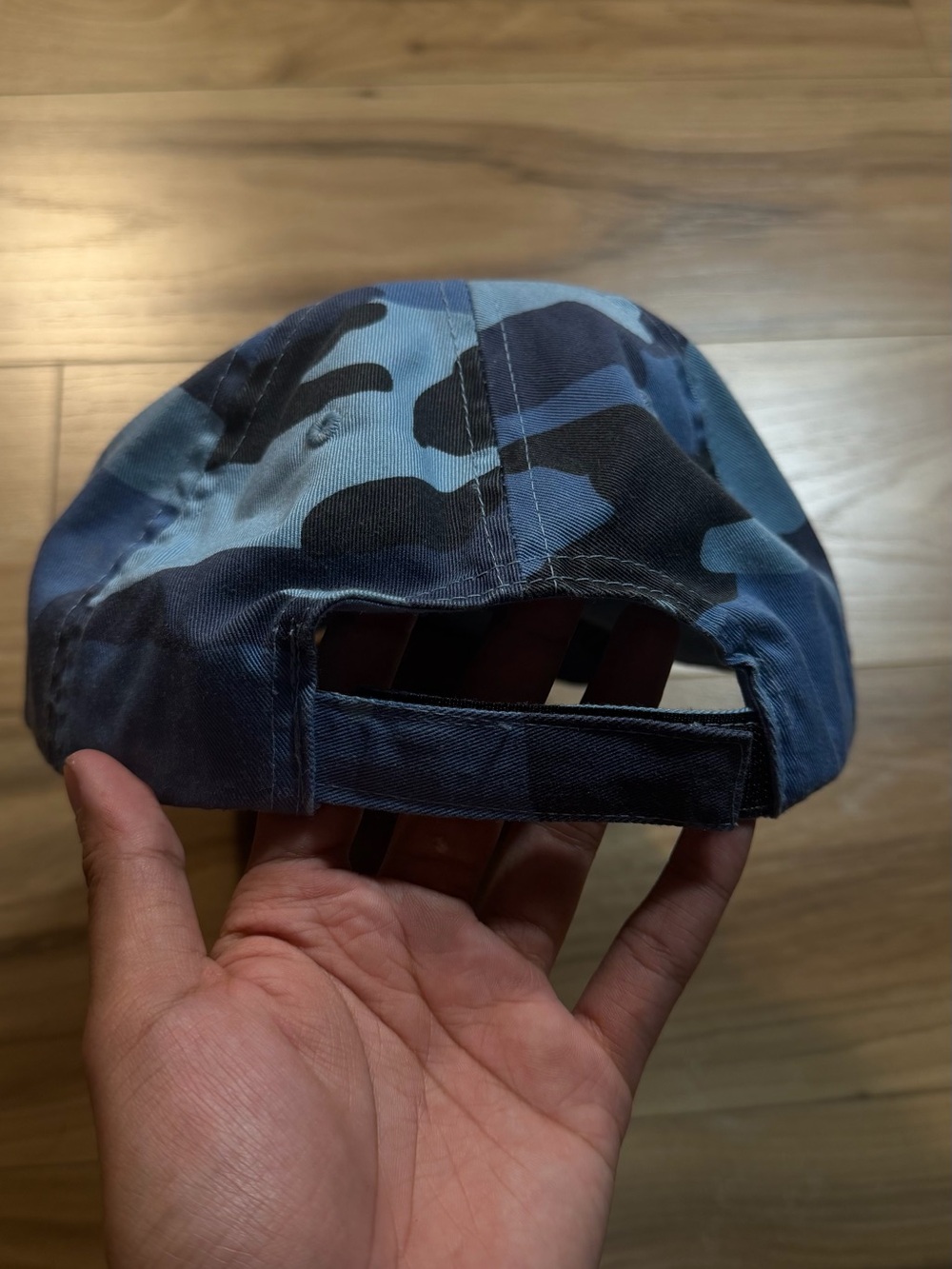 Blue Camo Baseball Cap with Rhinestone Cross - Picture 6 of 6